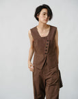 Asymmetry Linen Vest