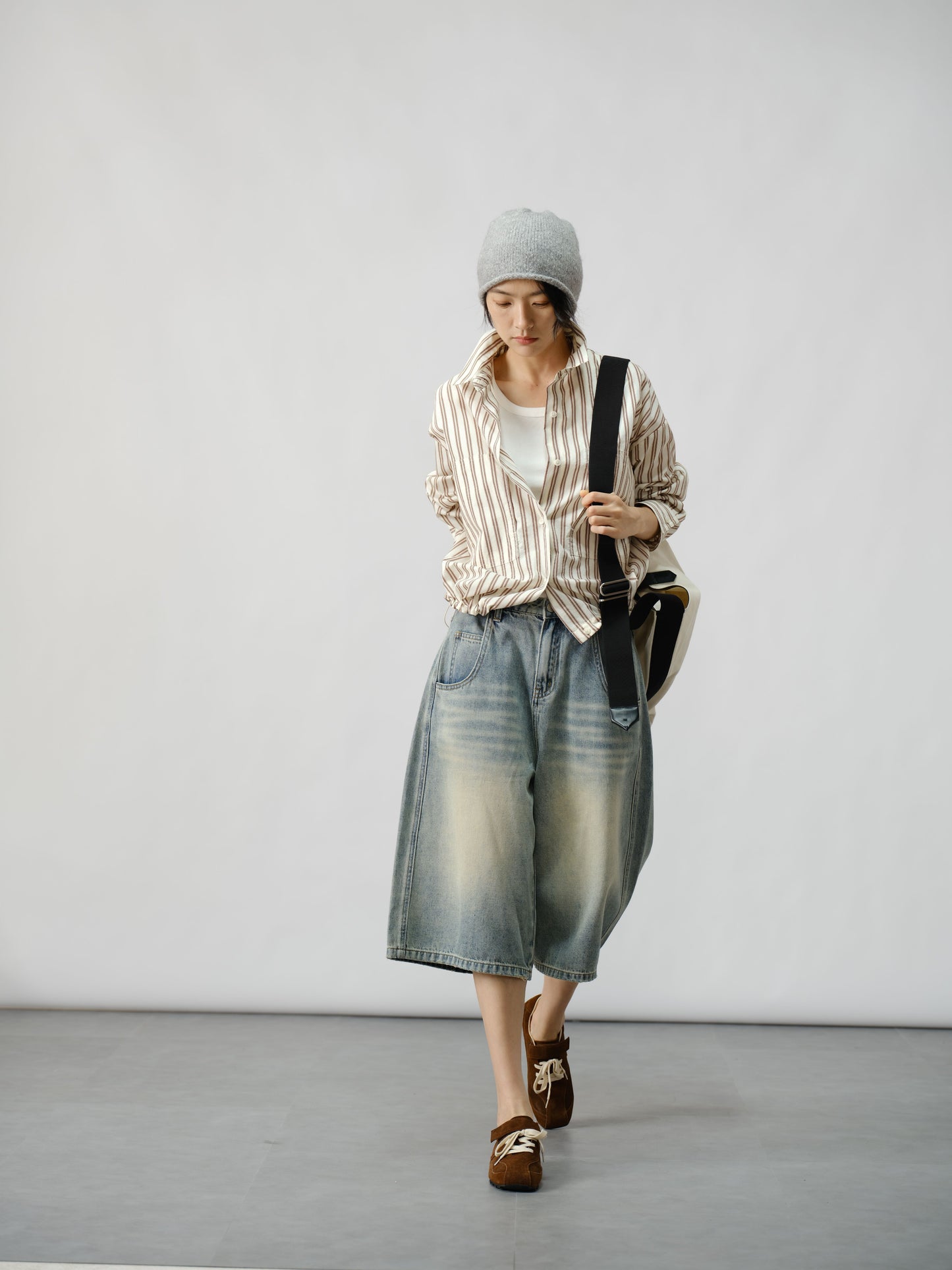Relaxed Striped Drawstring Shirt