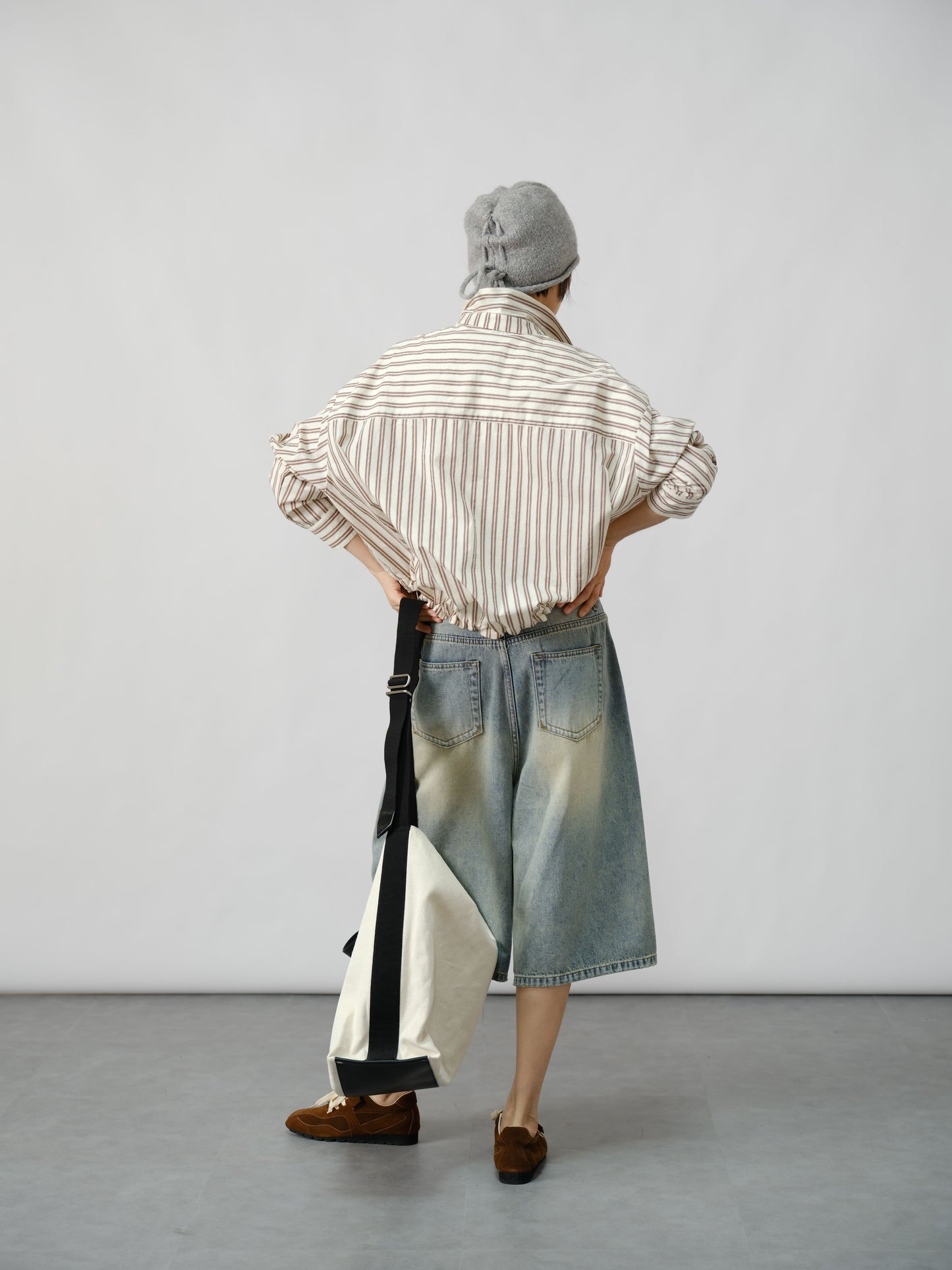 Relaxed Striped Drawstring Shirt