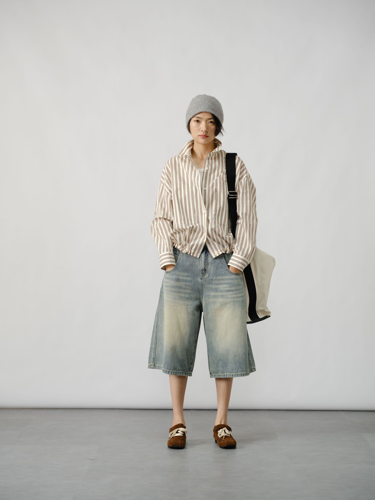 Relaxed Striped Drawstring Shirt