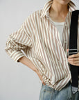 Relaxed Striped Drawstring Shirt