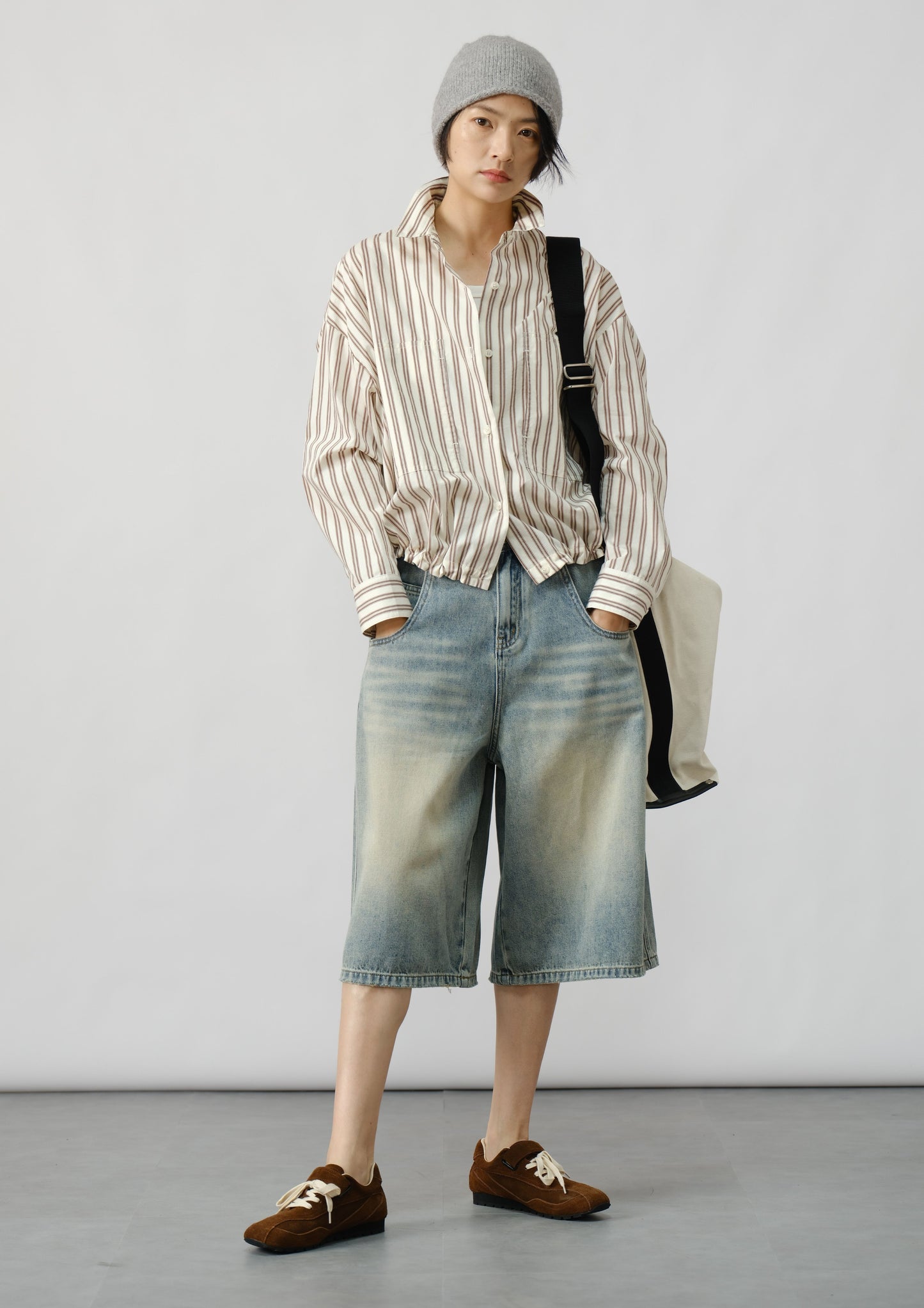 Relaxed Striped Drawstring Shirt