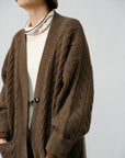 Classic Cable Knit Wool Cardigan