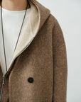 Relaxed Hooded Wool Coat