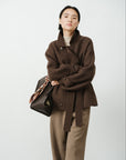 Cropped Belted Wool Peacoat