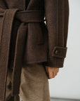 Cropped Belted Wool Peacoat
