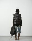 Leather-Effect Puffer Vest
