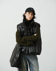 Leather-Effect Puffer Vest