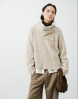 Scarf Collar Wool Knit Sweater