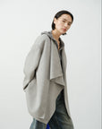 Asymmetric Drape Collar Wool Coat