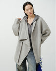 Asymmetric Drape Collar Wool Coat
