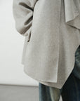 Asymmetric Drape Collar Wool Coat