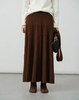 Knit A-Line Pleated Skirt