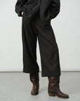 Wool Cropped Wide-Leg Trousers