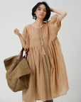 Tie-Front Linen Dress