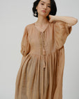 Tie-Front Linen Dress