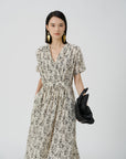 Floral Chiffon V-Neck Dress