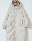 Wave Quilted Long Down Coat