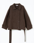 Cropped Belted Wool Peacoat
