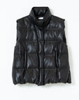 Leather-Effect Puffer Vest