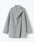 Asymmetric Drape Collar Wool Coat