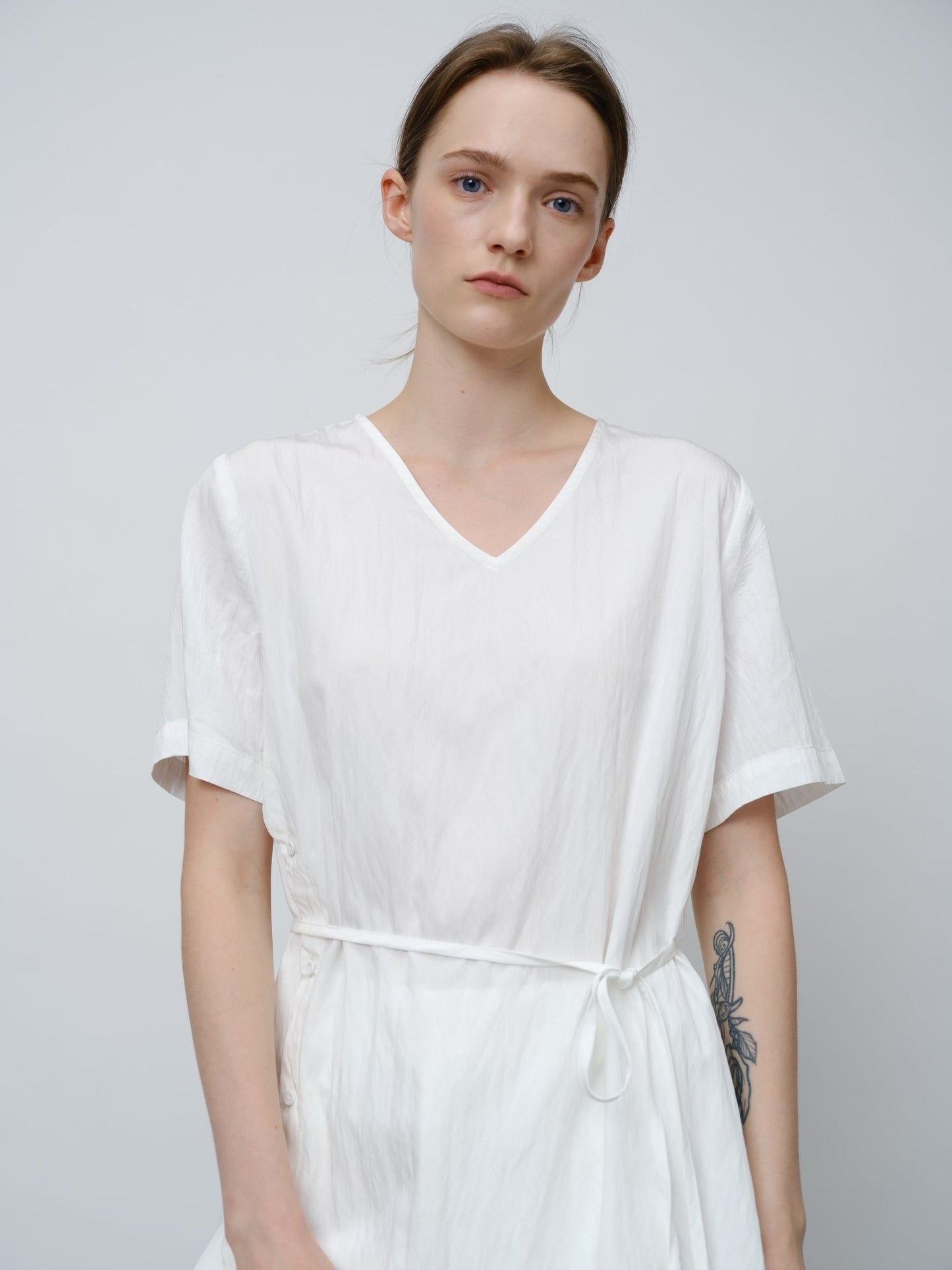 Asymmetrical Tie - Waist Tunic Shirt - UNIQUE ATTRACTION