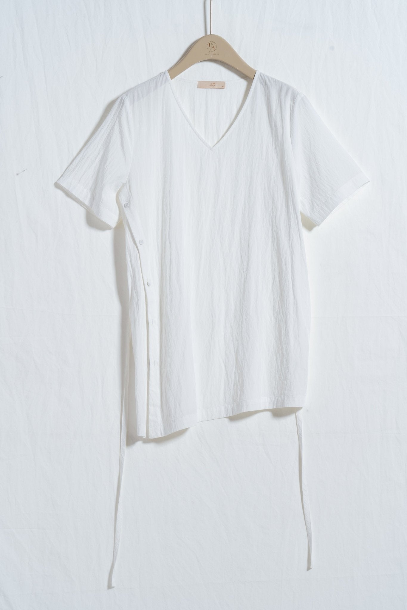 Asymmetrical Tie - Waist Tunic Shirt - UNIQUE ATTRACTION