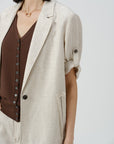 Natural Edge Linen Blazer - UNIQUE ATTRACTION