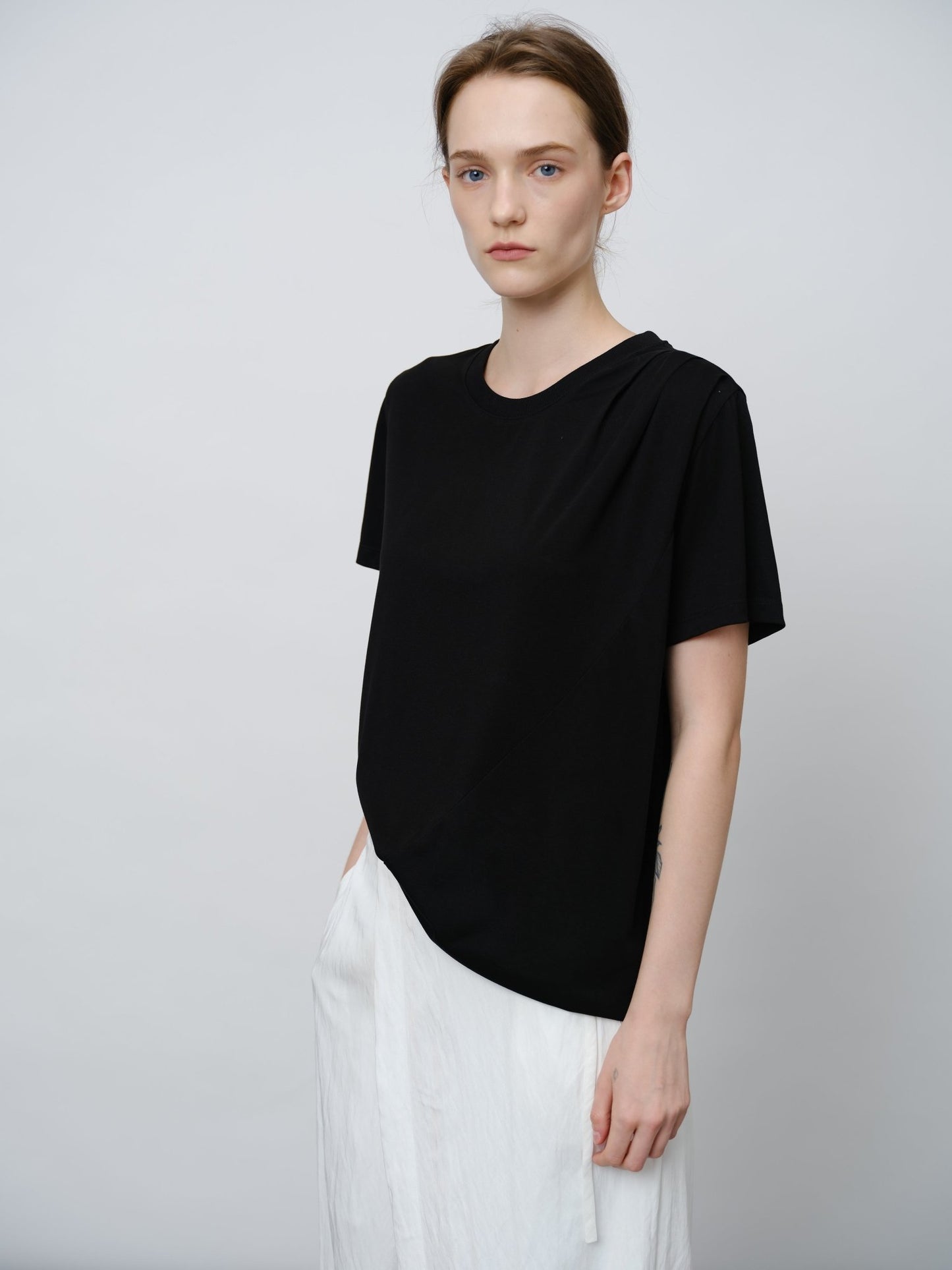 Tencel - Acetate Blend Pleated Tee - UNIQUE ATTRACTION