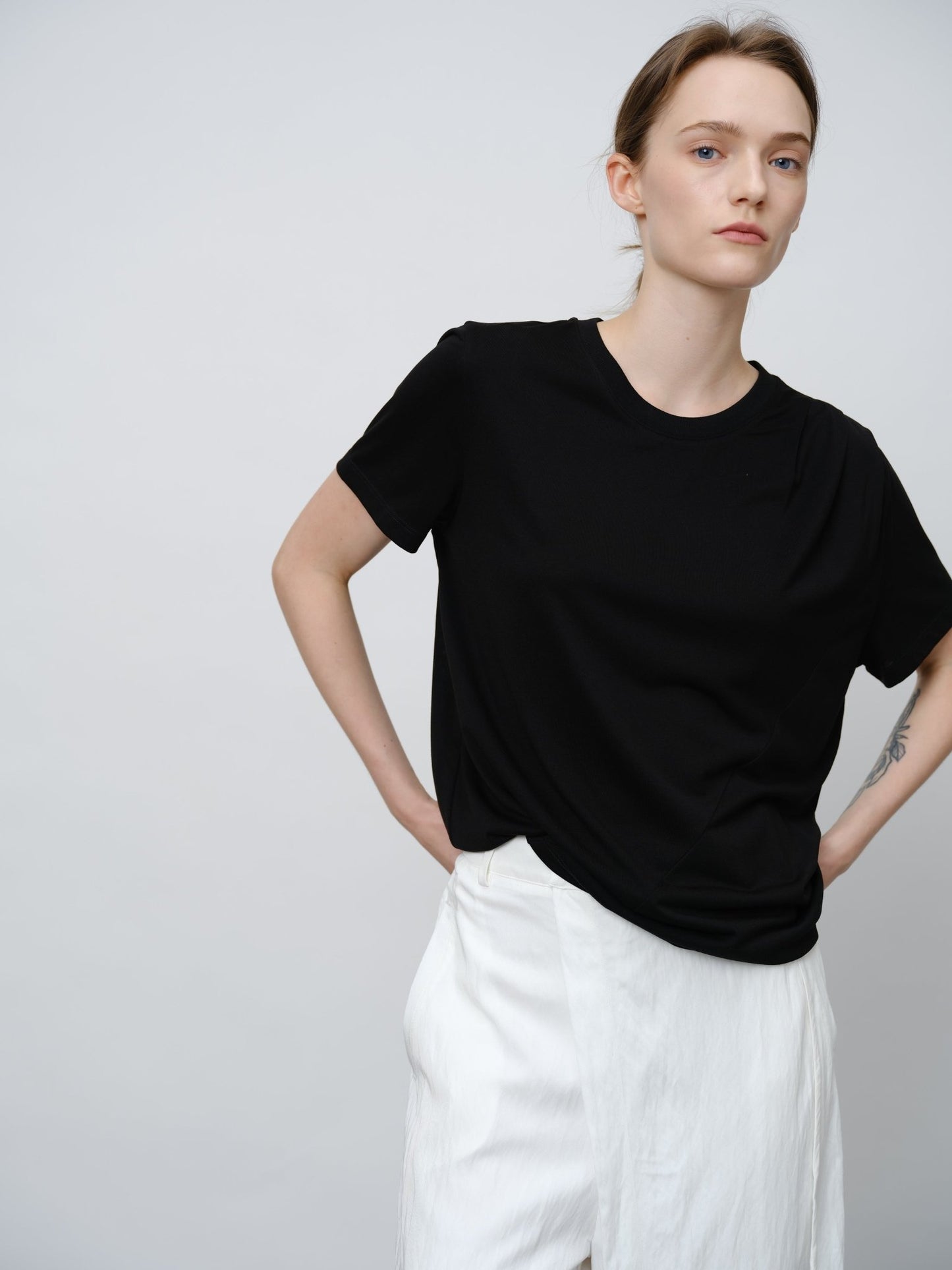 Tencel - Acetate Blend Pleated Tee - UNIQUE ATTRACTION