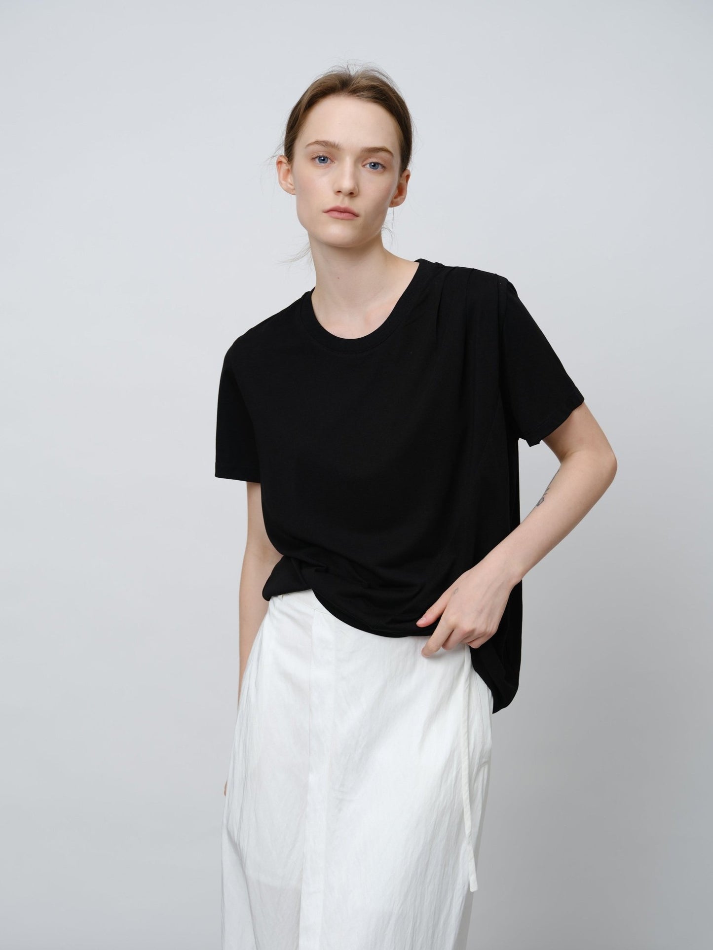 Tencel - Acetate Blend Pleated Tee - UNIQUE ATTRACTION