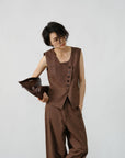 Asymmetry Linen Vest