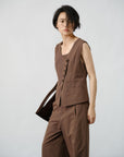 Asymmetry Linen Vest