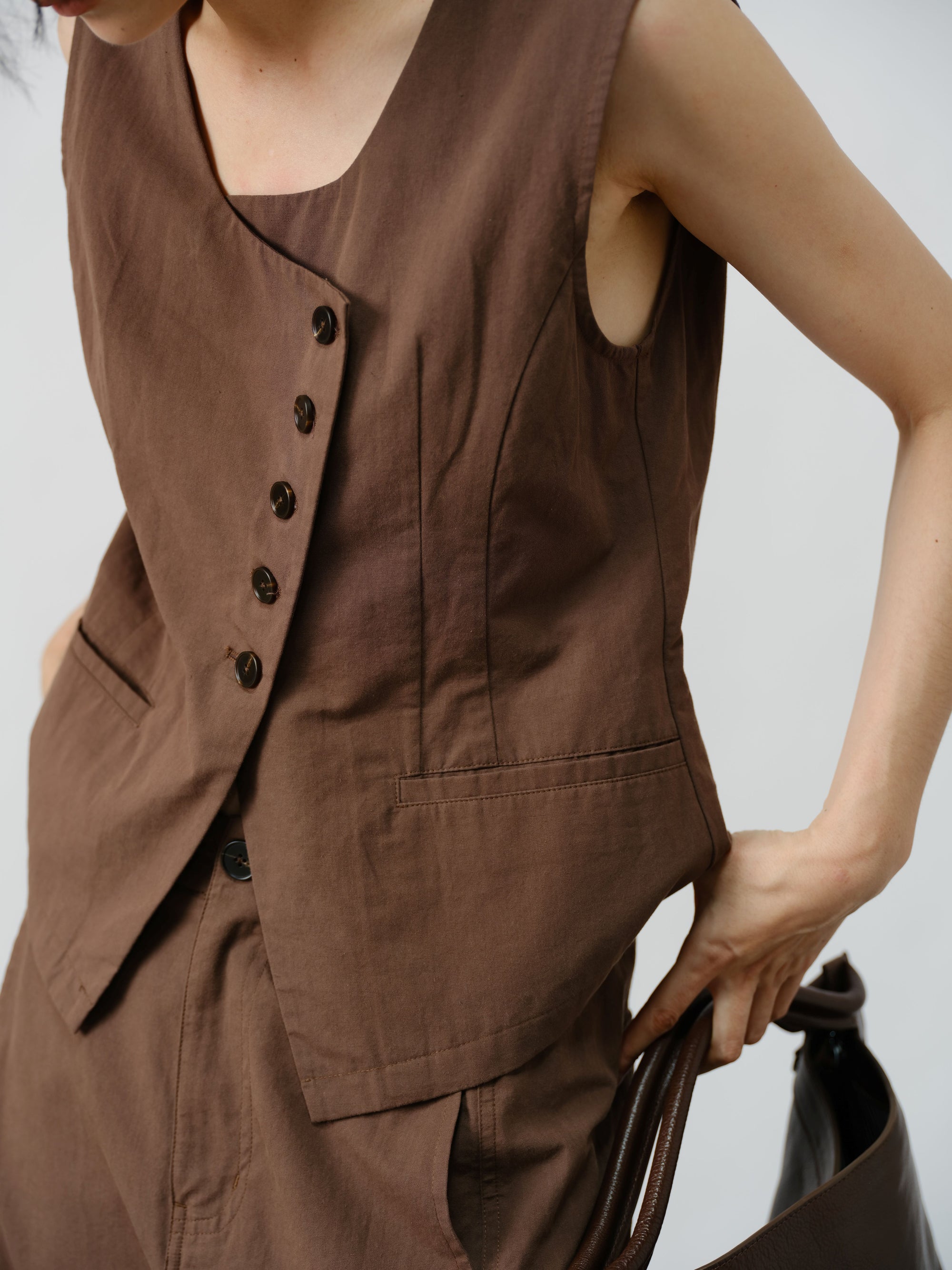 Asymmetry Linen Vest
