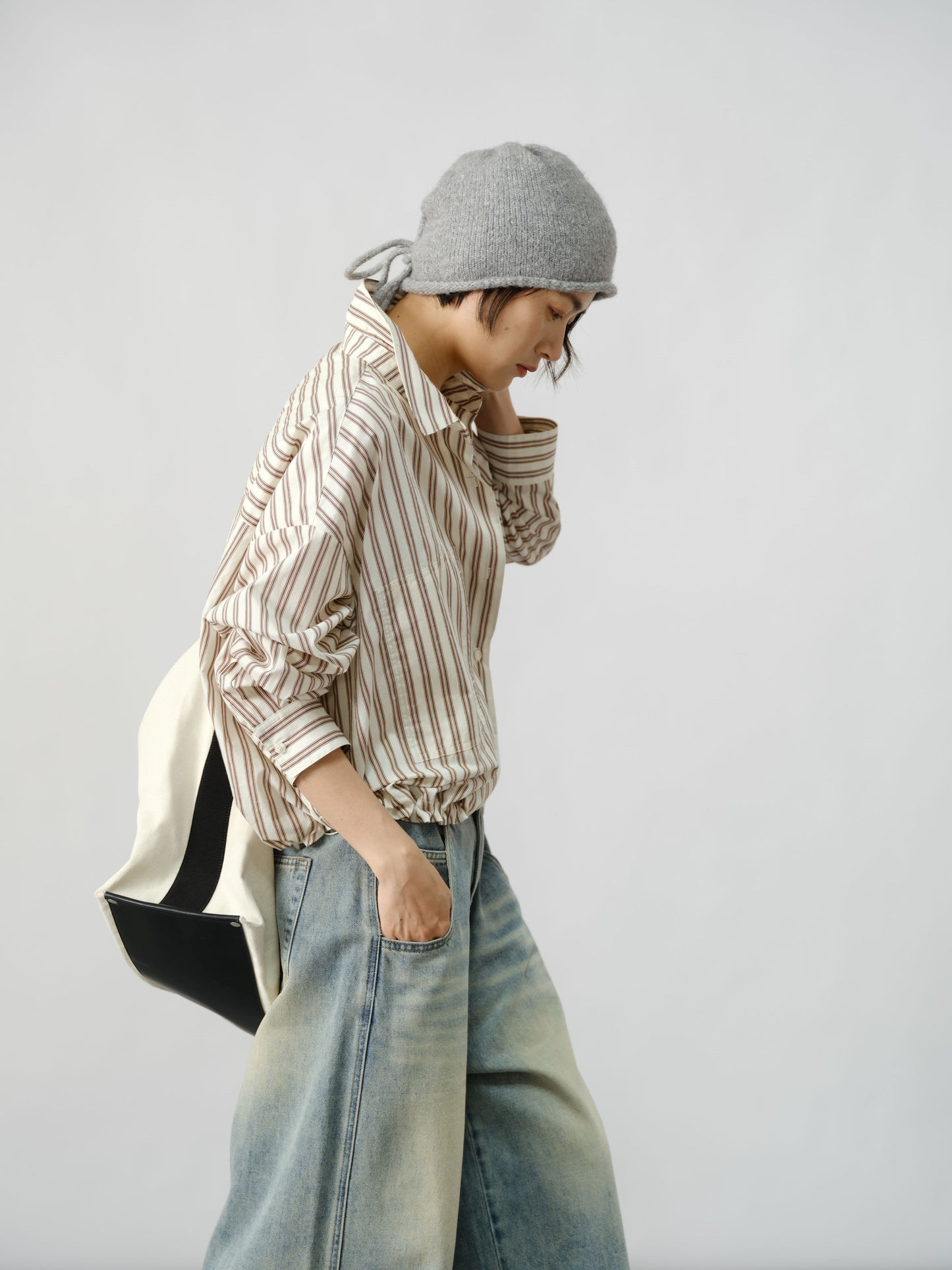 Relaxed Striped Drawstring Shirt