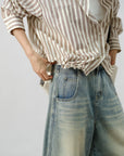Relaxed Striped Drawstring Shirt