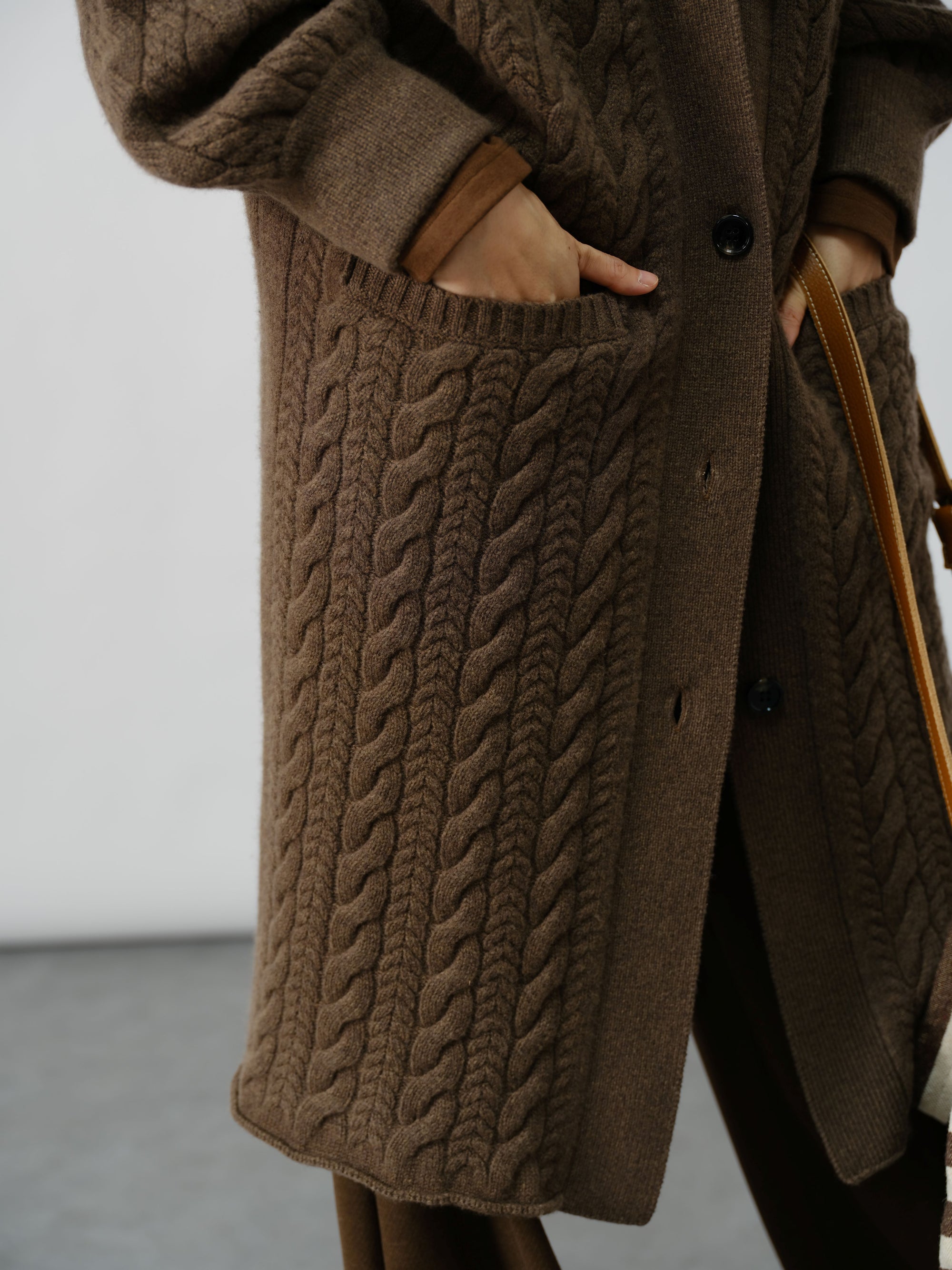 Classic Cable Knit Wool Cardigan