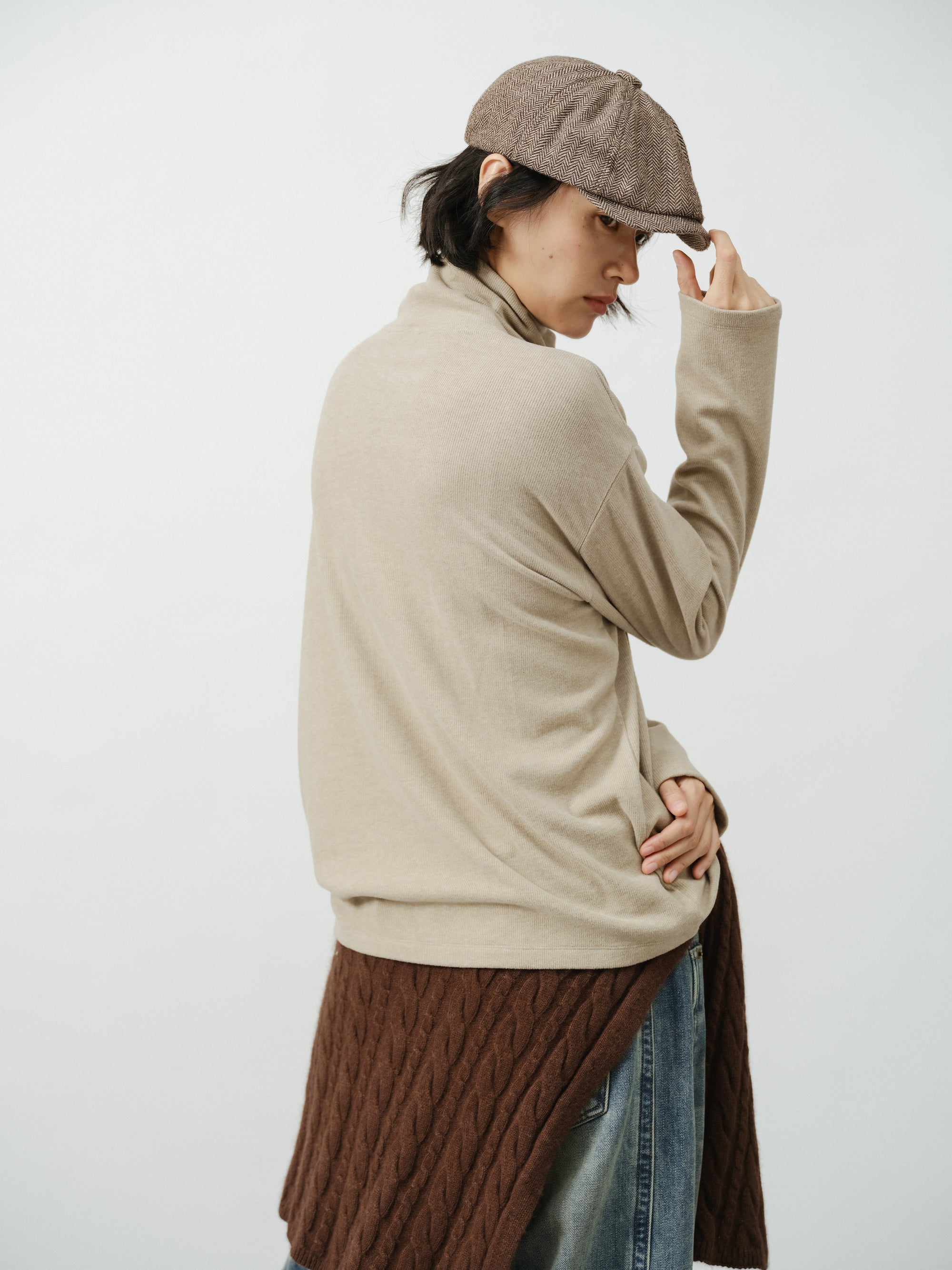 Double-Fleece Turtleneck Top