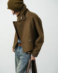 Cropped Wool Blend Peacoat