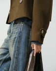 Cropped Wool Blend Peacoat