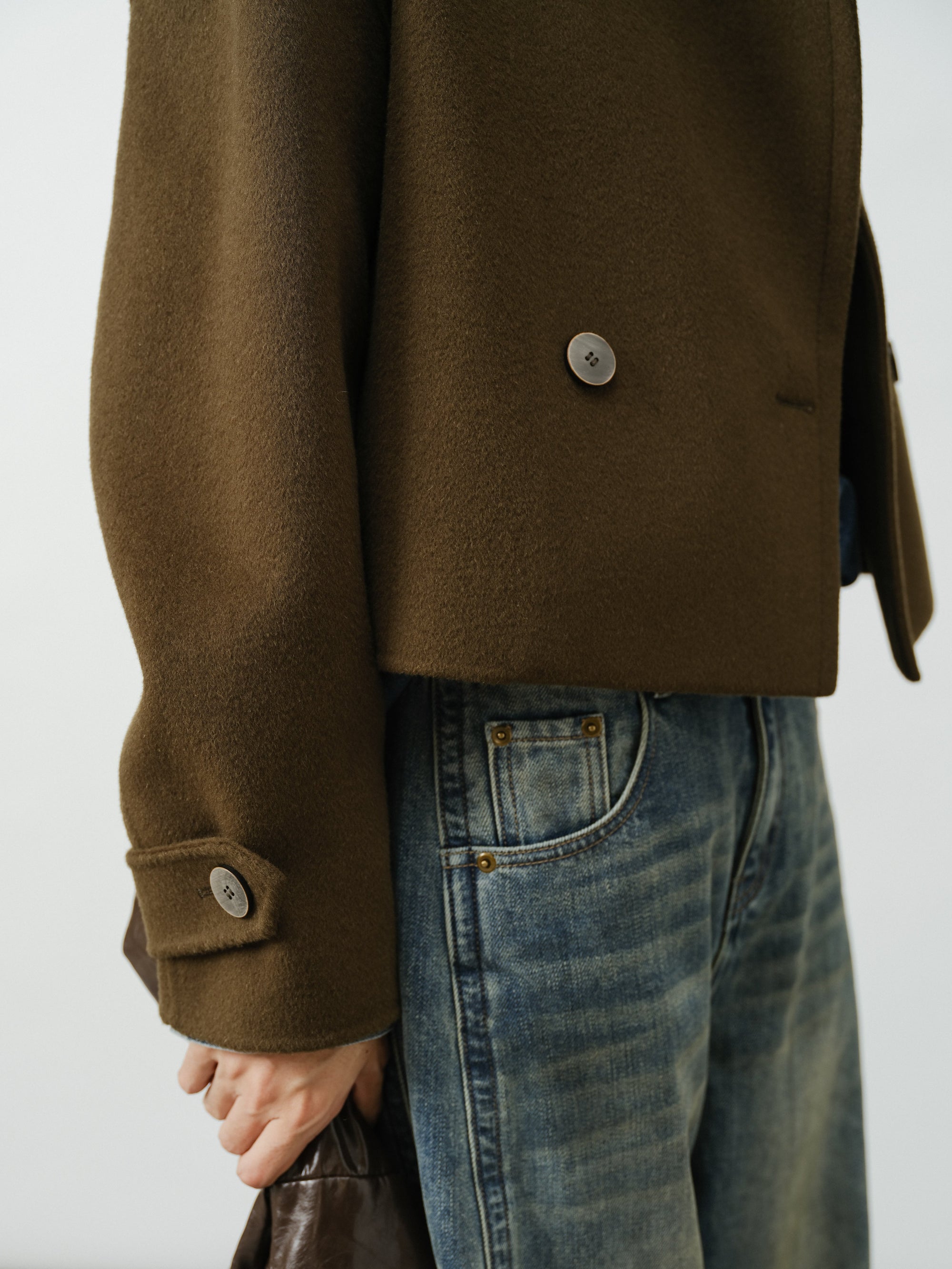 Cropped Wool Blend Peacoat