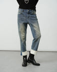 Slim Tapered Cuffed Denim Jeans