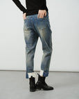 Slim Tapered Cuffed Denim Jeans
