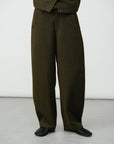 Wool-Blend Curve-Line Trousers