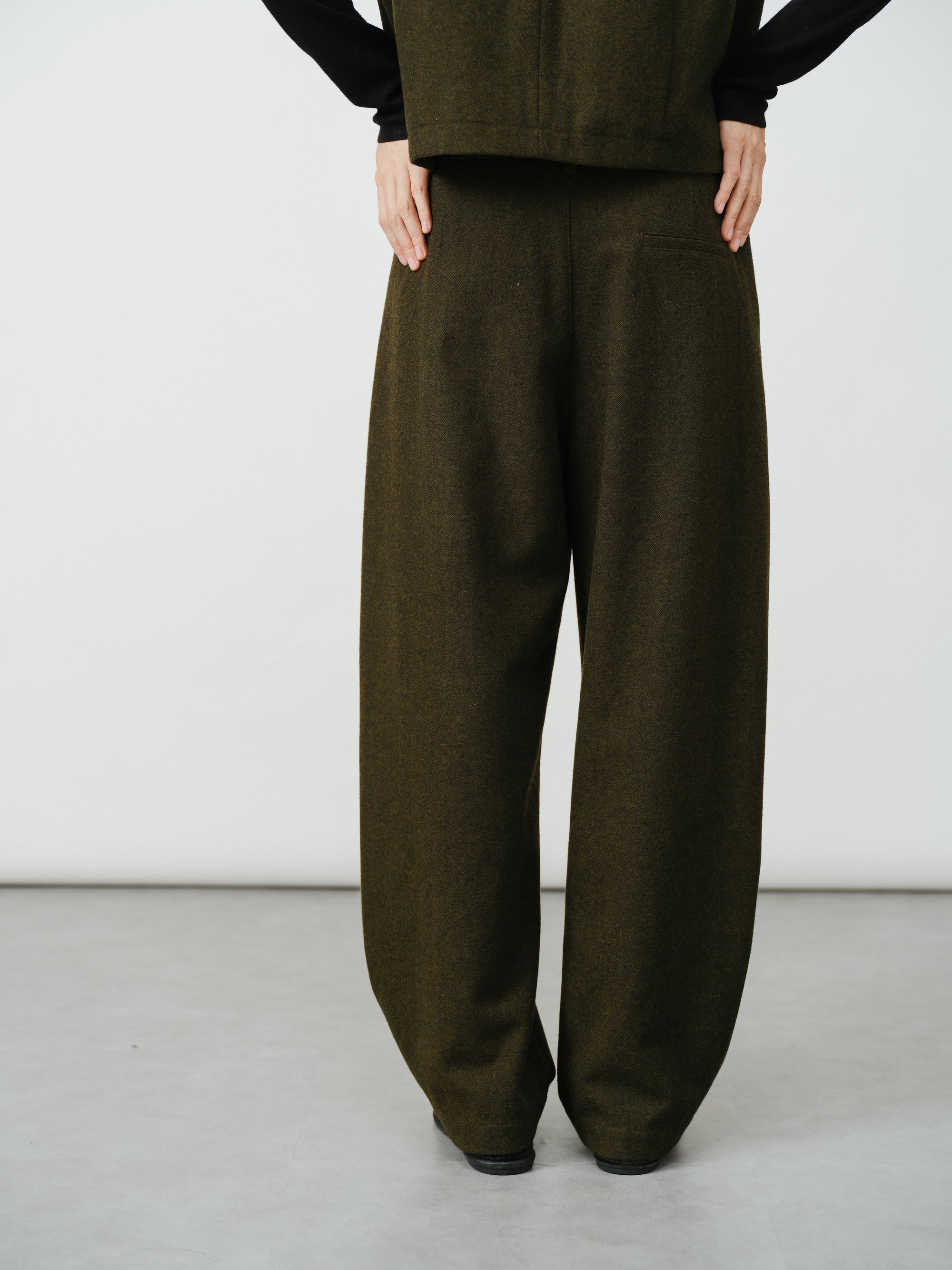 Wool-Blend Curve-Line Trousers