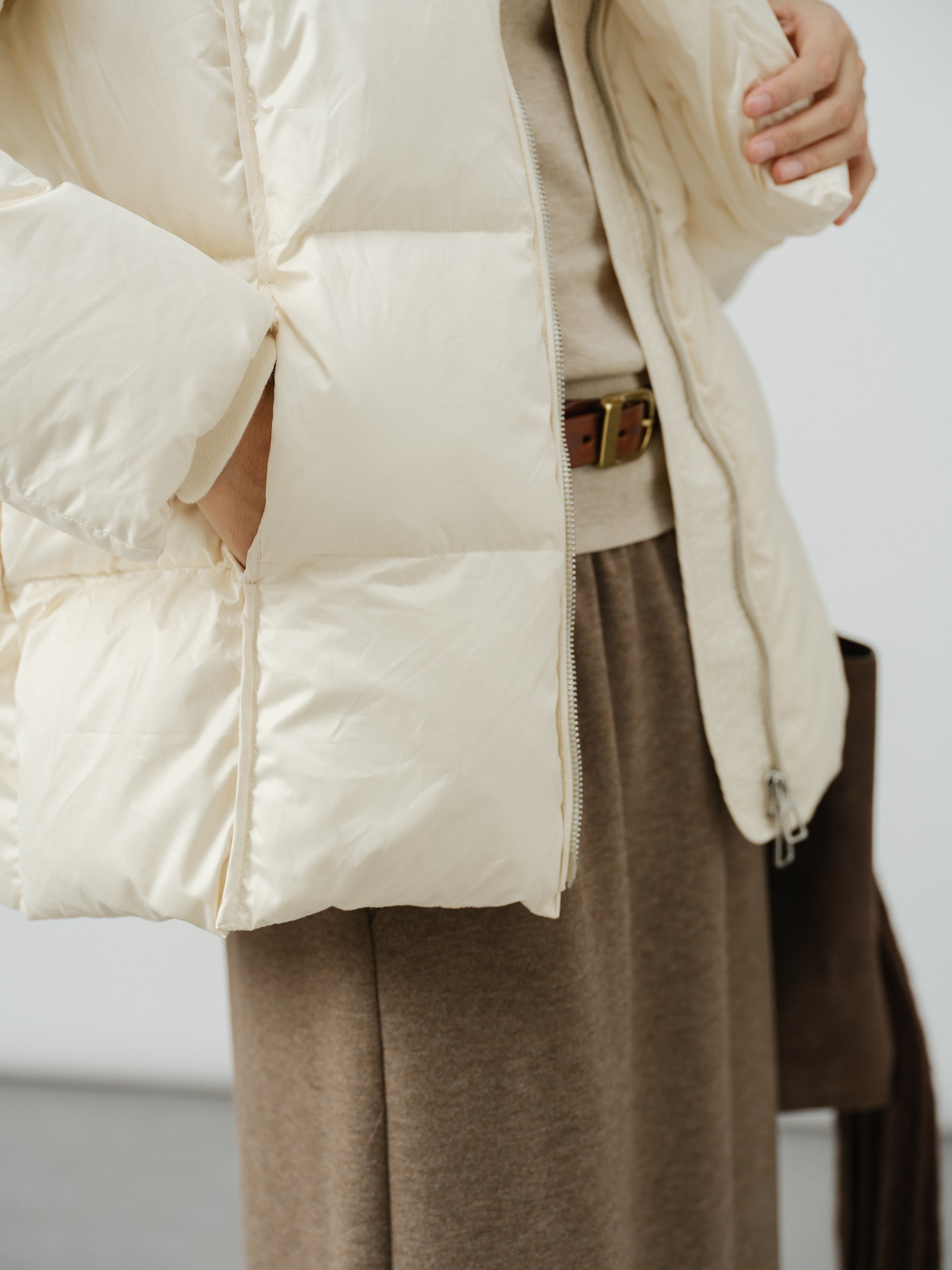 Scarf Collar Puffer Coat