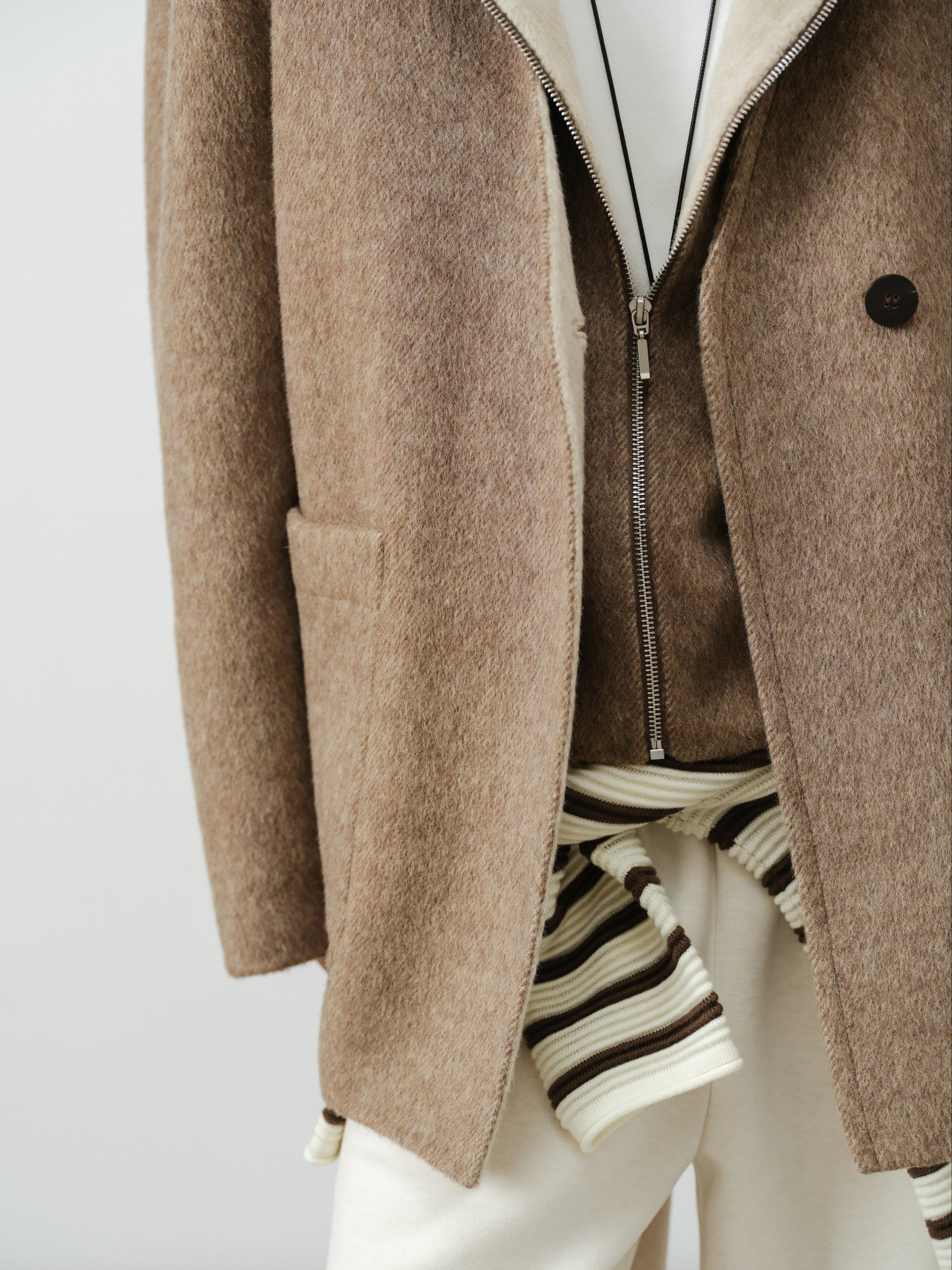 Relaxed Hooded Wool Coat