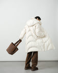 Wave Quilted Long Down Coat
