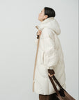 Wave Quilted Long Down Coat