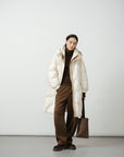 Wave Quilted Long Down Coat